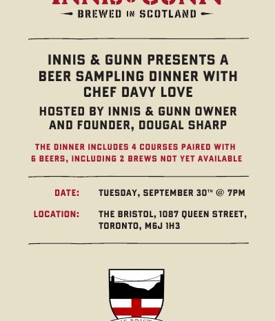 Beer Dinner: Innis & Gunn at The Bristol